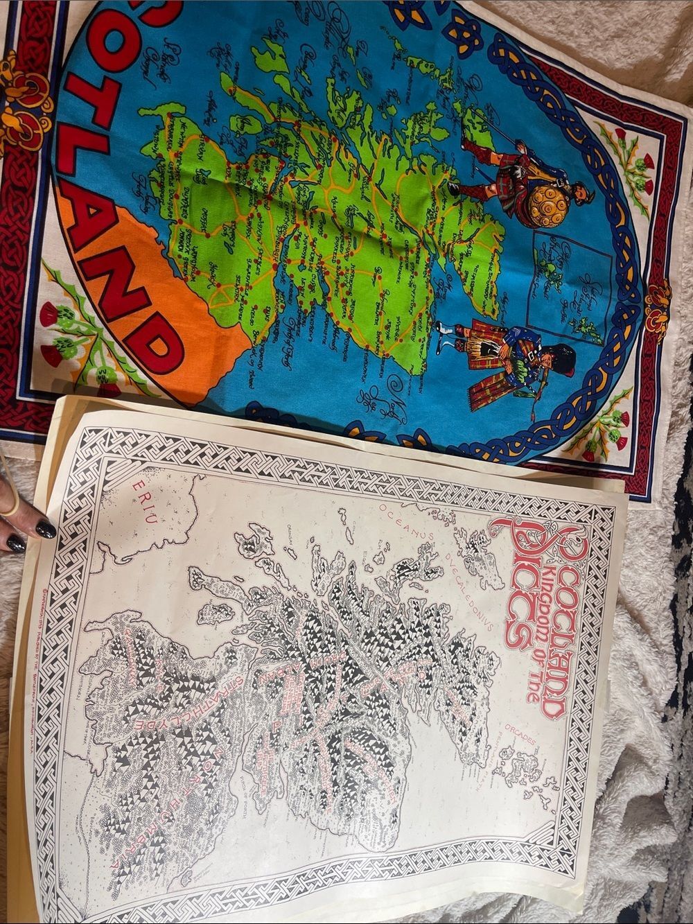 Vintage lockhart textiles scotland Map Tea Towel  and Scotland poster